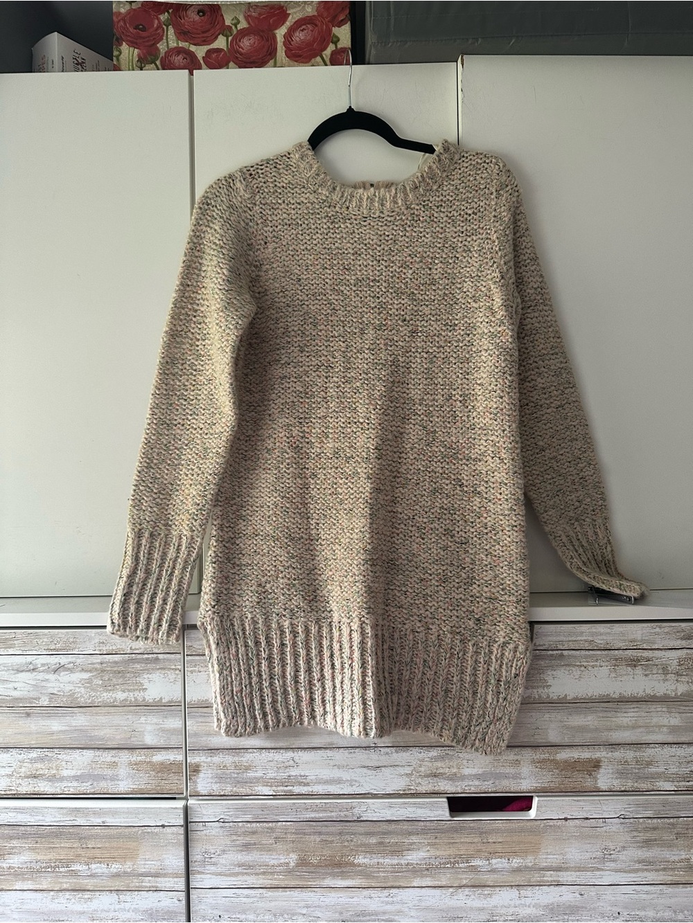 🧶 Ruby Moon Speckled Knit Sweater Tunic Medium Full Back Zip Wool Blend